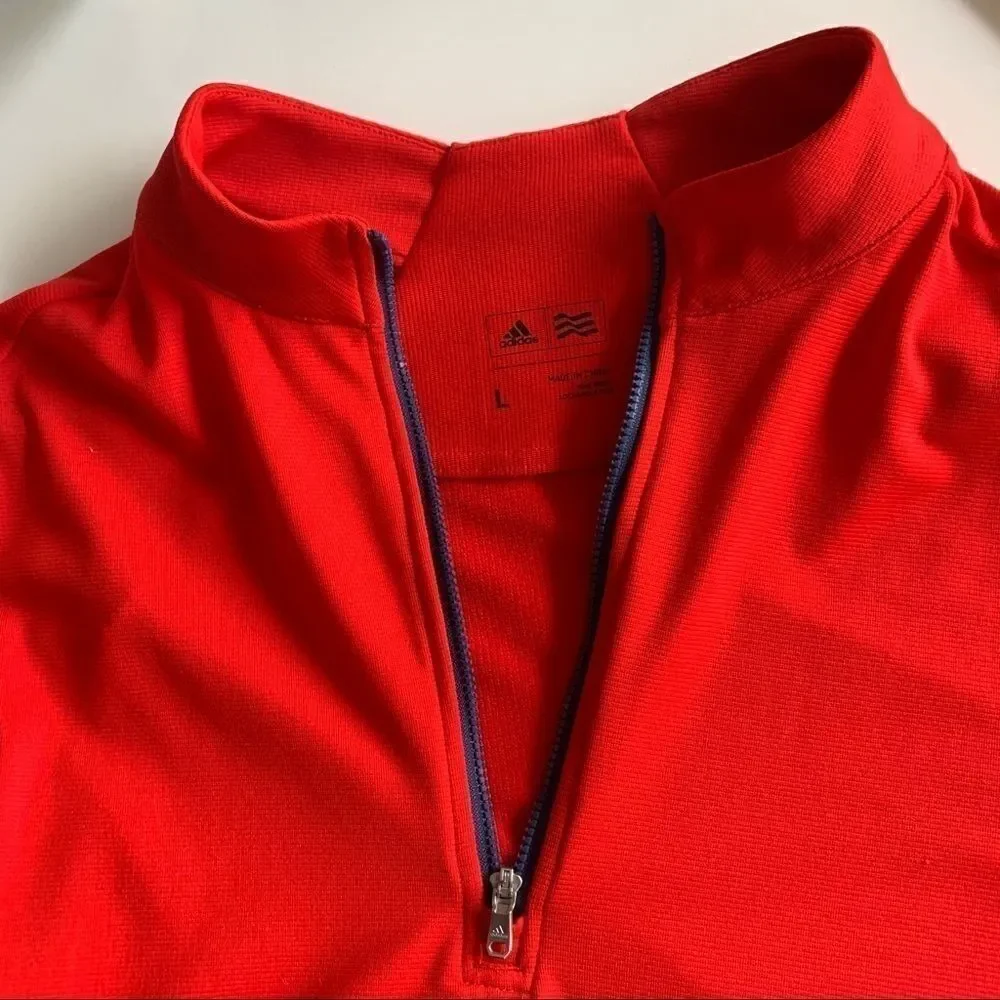 ADIDAS MENS HALF ZIP TRACK JACKET RED SIZE LARGE